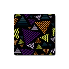 Abstract Pattern Design Various Striped Triangles Decoration Square Magnet by Vaneshart