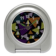 Abstract Pattern Design Various Striped Triangles Decoration Travel Alarm Clock by Vaneshart