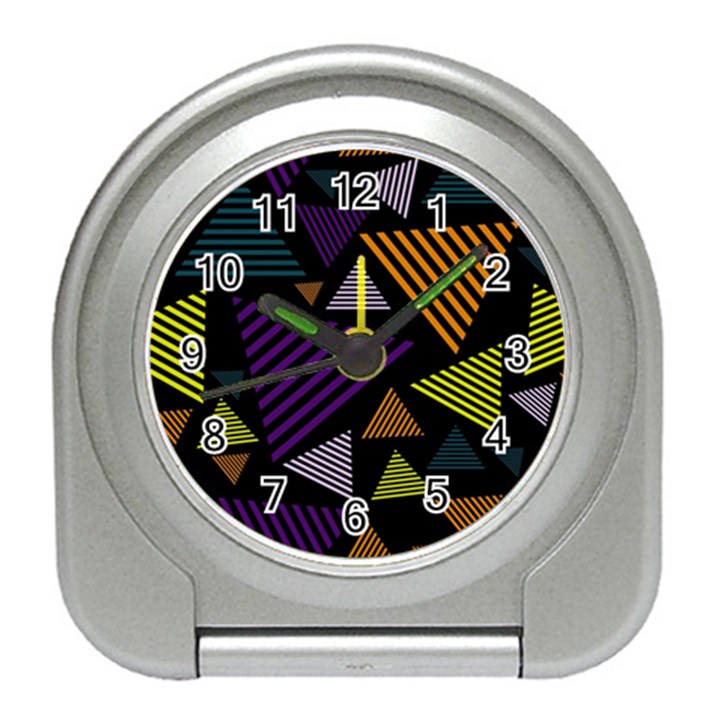 Abstract Pattern Design Various Striped Triangles Decoration Travel Alarm Clock