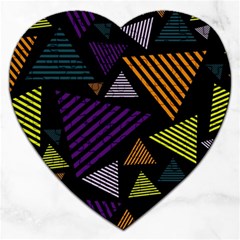 Abstract Pattern Design Various Striped Triangles Decoration Jigsaw Puzzle (heart) by Vaneshart