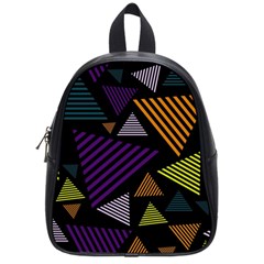 Abstract Pattern Design Various Striped Triangles Decoration School Bag (small) by Vaneshart