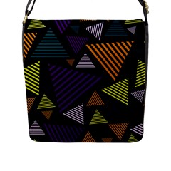 Abstract Pattern Design Various Striped Triangles Decoration Flap Closure Messenger Bag (l) by Vaneshart