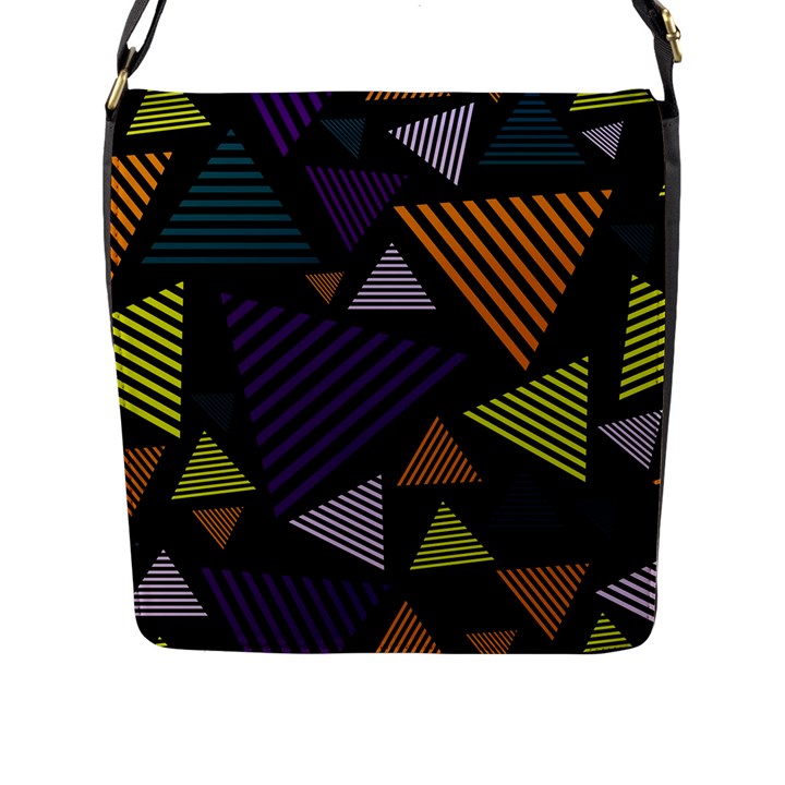 Abstract Pattern Design Various Striped Triangles Decoration Flap Closure Messenger Bag (L)