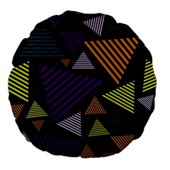 Abstract Pattern Design Various Striped Triangles Decoration Large 18  Premium Flano Round Cushions