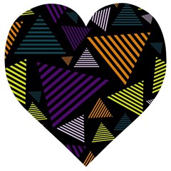 Abstract Pattern Design Various Striped Triangles Decoration Wooden Puzzle Heart by Vaneshart