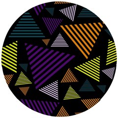 Abstract Pattern Design Various Striped Triangles Decoration Wooden Puzzle Round by Vaneshart