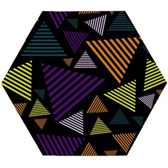 Abstract Pattern Design Various Striped Triangles Decoration Wooden Puzzle Hexagon by Vaneshart