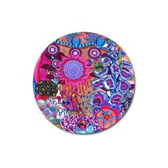 Red Flower Abstract  Magnet 3  (round) by okhismakingart