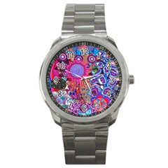 Red Flower Abstract  Sport Metal Watch by okhismakingart