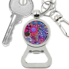 Red Flower Abstract  Bottle Opener Key Chain by okhismakingart