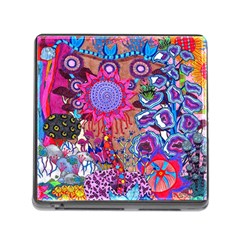 Red Flower Abstract  Memory Card Reader (square 5 Slot) by okhismakingart