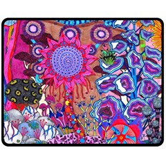 Red Flower Abstract  Fleece Blanket (medium)  by okhismakingart