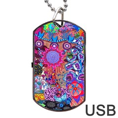 Red Flower Abstract  Dog Tag Usb Flash (one Side) by okhismakingart