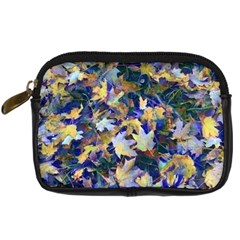 October Leaves In Blue Digital Camera Leather Case by bloomingvinedesign