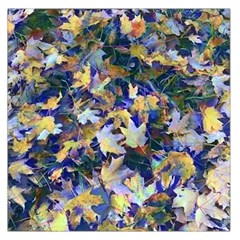 October Leaves In Blue Large Satin Scarf (square) by bloomingvinedesign