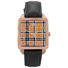 Tartans Yellow 34 Rose Gold Leather Watch  by impacteesstreetwearfour