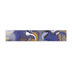 Cobalt Blue Silver Orange Wavy Lines Abstract Flano Scarf (mini) by CrypticFragmentsDesign