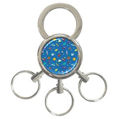 Space Rocket Solar System Pattern 3-ring Key Chain by Vaneshart