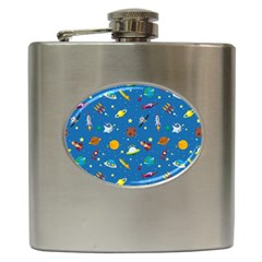 Space Rocket Solar System Pattern Hip Flask (6 Oz) by Vaneshart