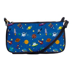 Space Rocket Solar System Pattern Shoulder Clutch Bag by Vaneshart