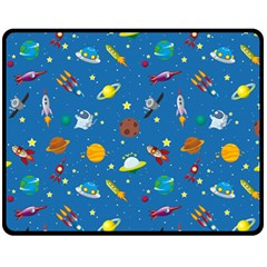 Space Rocket Solar System Pattern Fleece Blanket (medium)  by Vaneshart