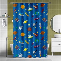 Space Rocket Solar System Pattern Shower Curtain 48  X 72  (small)  by Vaneshart