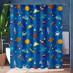 Space Rocket Solar System Pattern Shower Curtain 60  X 72  (medium)  by Vaneshart