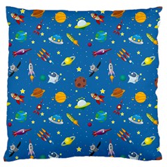 Space Rocket Solar System Pattern Large Flano Cushion Case (one Side) by Vaneshart