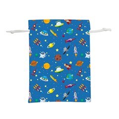 Space Rocket Solar System Pattern Lightweight Drawstring Pouch (l) by Vaneshart