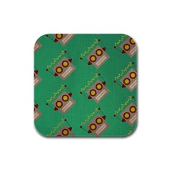 Toy Robot Rubber Square Coaster (4 Pack)  by Vaneshart