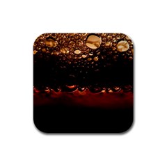 Water Drops Bubbles Macro Close Up Brown Rubber Square Coaster (4 Pack)  by Vaneshart