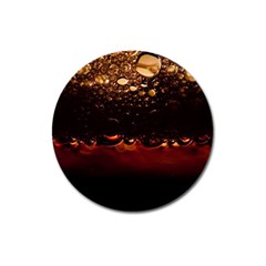 Water Drops Bubbles Macro Close Up Brown Magnet 3  (round) by Vaneshart