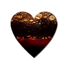 Water Drops Bubbles Macro Close Up Brown Heart Magnet by Vaneshart