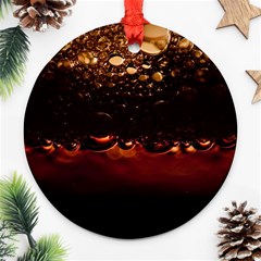 Water Drops Bubbles Macro Close Up Brown Round Ornament (two Sides) by Vaneshart