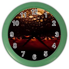 Water Drops Bubbles Macro Close Up Brown Color Wall Clock by Vaneshart