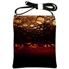 Water Drops Bubbles Macro Close Up Brown Shoulder Sling Bag by Vaneshart