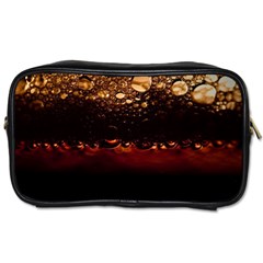 Water Drops Bubbles Macro Close Up Brown Toiletries Bag (one Side) by Vaneshart