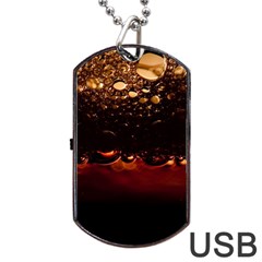 Water Drops Bubbles Macro Close Up Brown Dog Tag Usb Flash (one Side) by Vaneshart