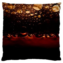 Water Drops Bubbles Macro Close Up Brown Large Cushion Case (one Side) by Vaneshart