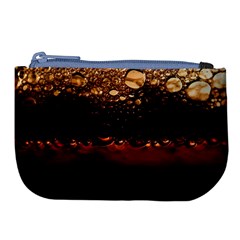 Water Drops Bubbles Macro Close Up Brown Large Coin Purse by Vaneshart