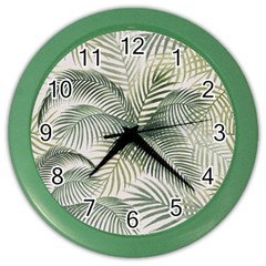 Vector Palm Leaves Pattern  Illustration Color Wall Clock by Vaneshart