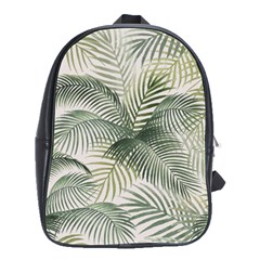 Vector Palm Leaves Pattern  Illustration School Bag (large) by Vaneshart