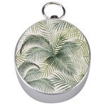 Vector Palm Leaves Pattern  Illustration Silver Compasses Front