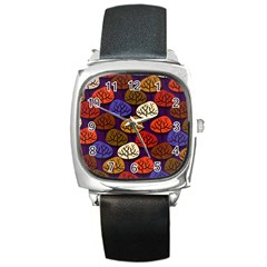 Tree Pattern Background Square Metal Watch by Vaneshart