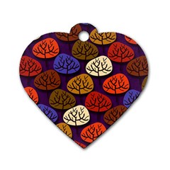 Tree Pattern Background Dog Tag Heart (two Sides) by Vaneshart