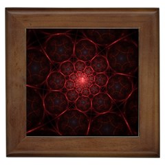 Fractal Spiral Depth Light Red Swirling Lines Framed Tile by Vaneshart