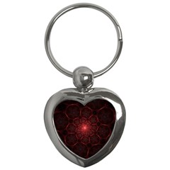 Fractal Spiral Depth Light Red Swirling Lines Key Chain (heart) by Vaneshart