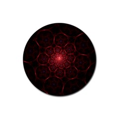 Fractal Spiral Depth Light Red Swirling Lines Rubber Coaster (round)  by Vaneshart