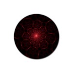 Fractal Spiral Depth Light Red Swirling Lines Rubber Coaster (Round)  Front