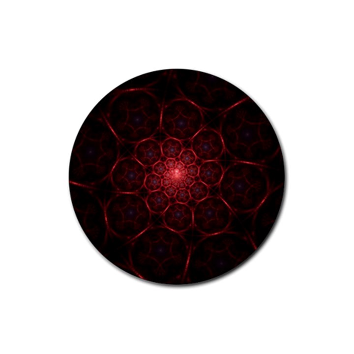 Fractal Spiral Depth Light Red Swirling Lines Rubber Coaster (Round) 